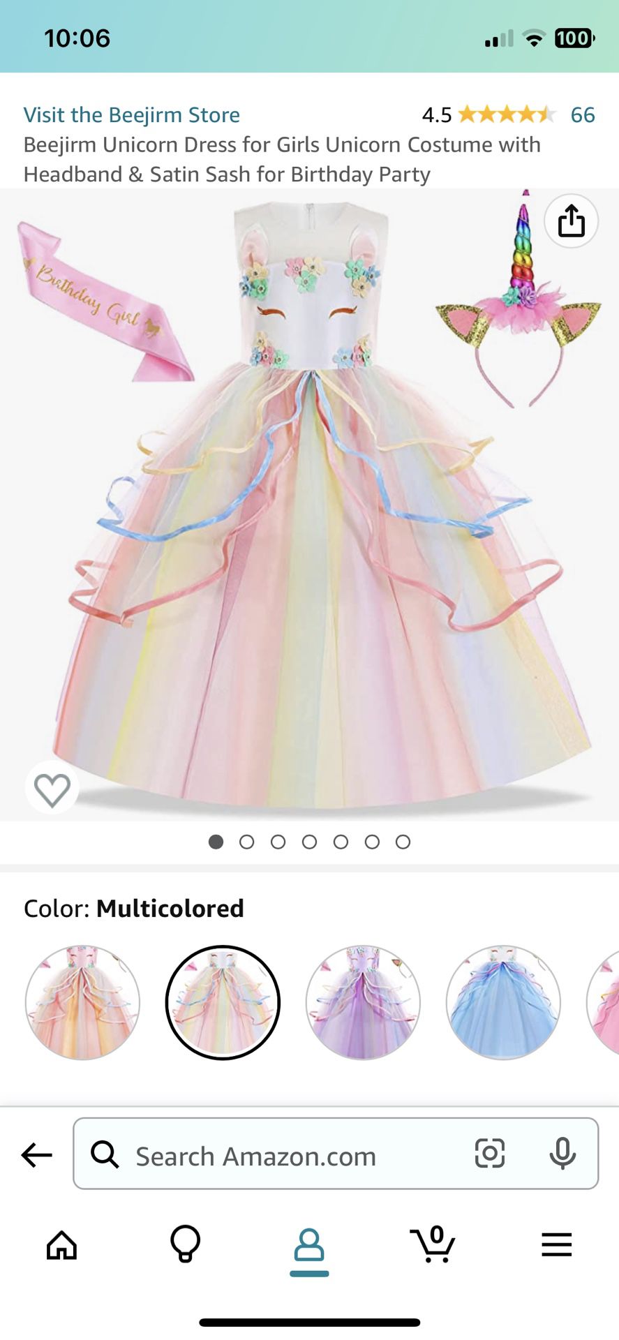 3 Piece Birthday Unicorn Dress Size 3 Yrs Old New 