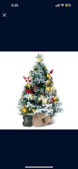 Brand New Joiedomi 24"/2FT Snow Flocked Prelit Tabletop Christmas Tree For Best Christmas Home Decorations (Battery Operated)