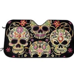 Day of The Dead Sugar Skull Auto Sun Shade Car SUV Truck Windshield Cover