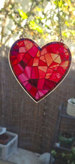 Resin Stained Glass Mosaic Heart Suncatcher