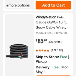 6/4 AWG SOOW Stranded Copper Wire 600 Volts