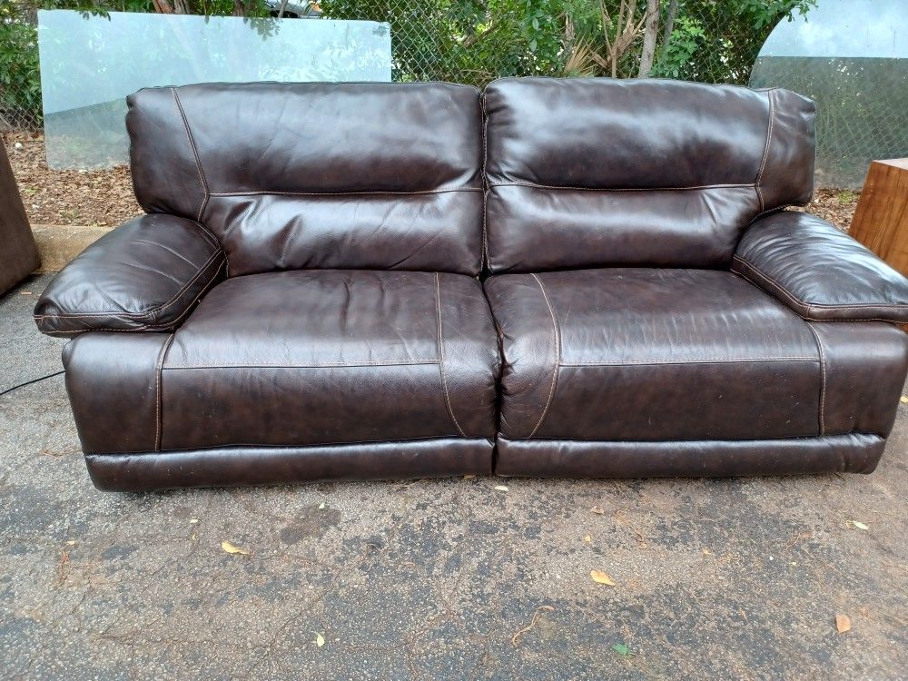 Brown Leather Double Recliner 