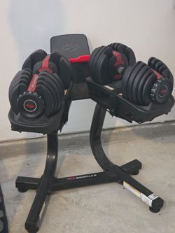 Bowflex dumbbell set with stand