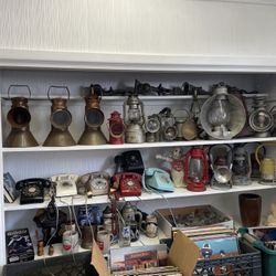 Collection of Antique lanterns, gas and electric, varying size and age