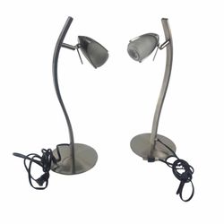 Set of 2 Table Lamps Metal & Glass Night Table