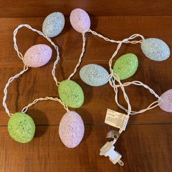 1 String of Easter Egg Jelly Plastic Melted Popcorn Rubber Pastel Lights - 5’ long