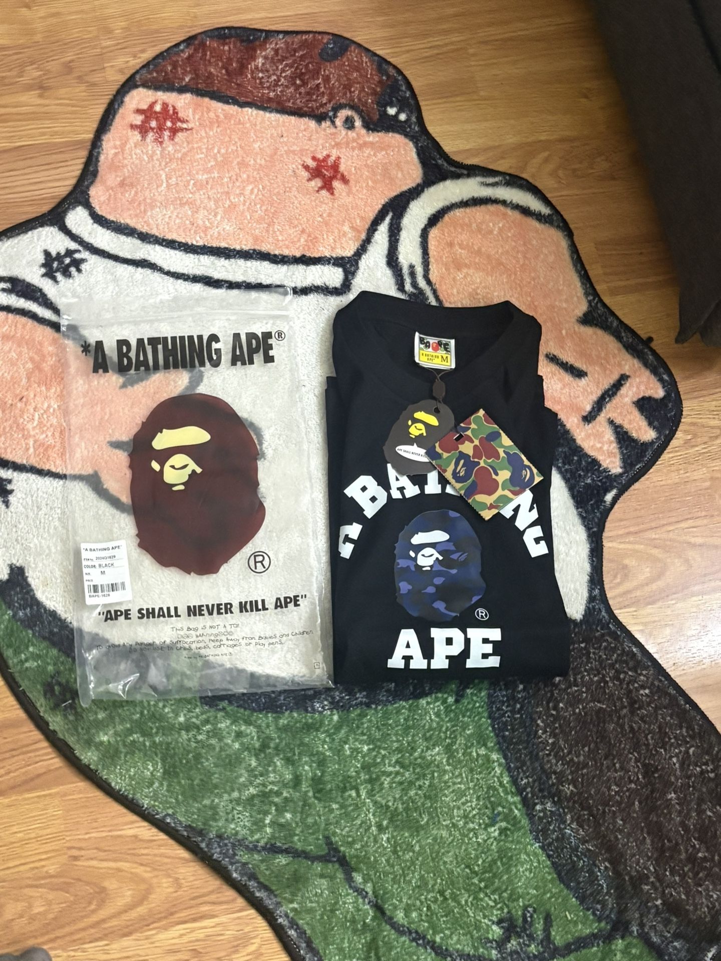 Bape T Shirt Black And Blue 