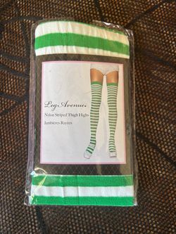 Leg Avenue Nylon Striped Thigh High Stockings