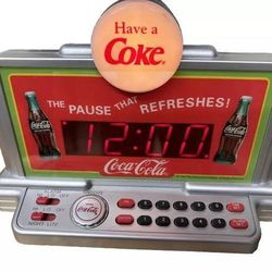 Vintage Flawless Rare Find Coca Cola Alarm Clock Lights Up! Plug In Never Used Located In Palm Springs Ca 