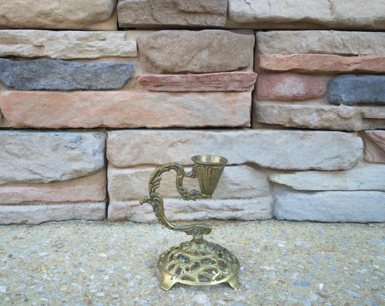 Vintage Brass Ornate Stand Candlestick Holder 