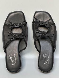 Seychelles Takes Two Mesh Bow Slide Sandals Black Size 6