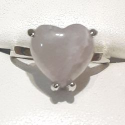 Noble Sterling Silver Natural Moonstone Heart Ring.