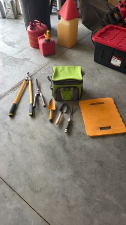 Nice cooler and yard and garden tools Nice cooler and yard and garden