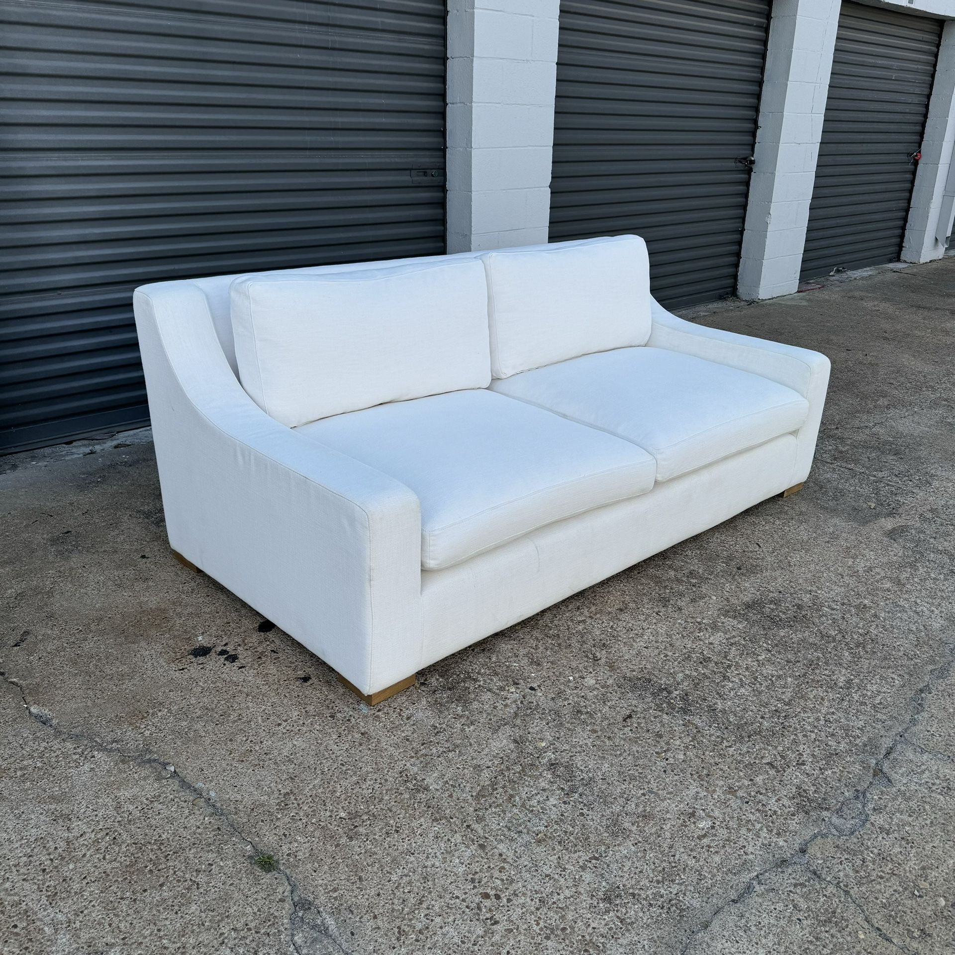 Restoration Hardware Slope White Linen Sofa Couch Loveseat