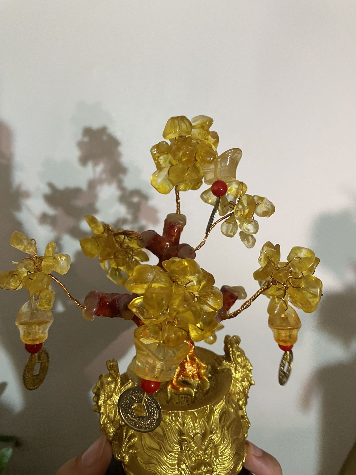 Good Fortune Chinese Gold Dragon Citrine Money Tree Ornament.