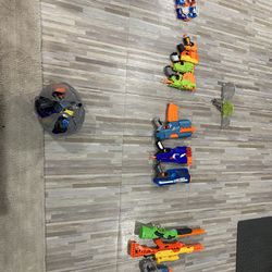 Assorted Nerf Guns With Bag Full Of Darts
