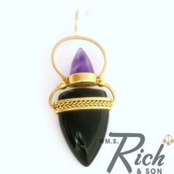 14K Yellow Gold 5.3g w/ Amethyst and Black Stone