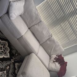Beige Couch Plus Footrest 