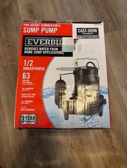 Everbilt HDS50 1/2 HP Cast Iron Submersible Sump Pump 63 GPM Heavy Duty Float