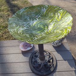 Glass Birdbath And Stand Is Hard Plastic 