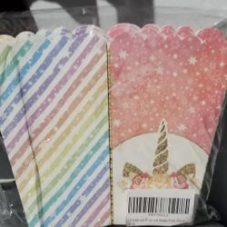 12 Glitter Unicorn Popcorn Boxes Treat Containers Party Supplies Set for Birthday Themed Parties