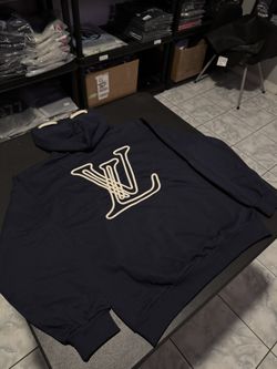 El Vee Navy Blue Embroidered Hoodie Unisex 