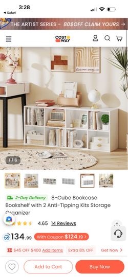 8-Cube Bookcase Storage Organizer