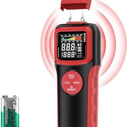 Wood Moisture Meters, Pin & Pinless 2 In 1Moisture Detector with Upgraded Sensor & Backlit Screen, 9 Calibration for moisture Detection in Wood, Water