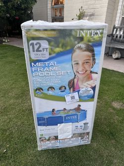 Intex 12ft x 12ft x 30in Metal Frame Above-Ground Pool w/ Filter Pump – NEW