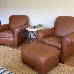 Leather club chairs with Ottoman