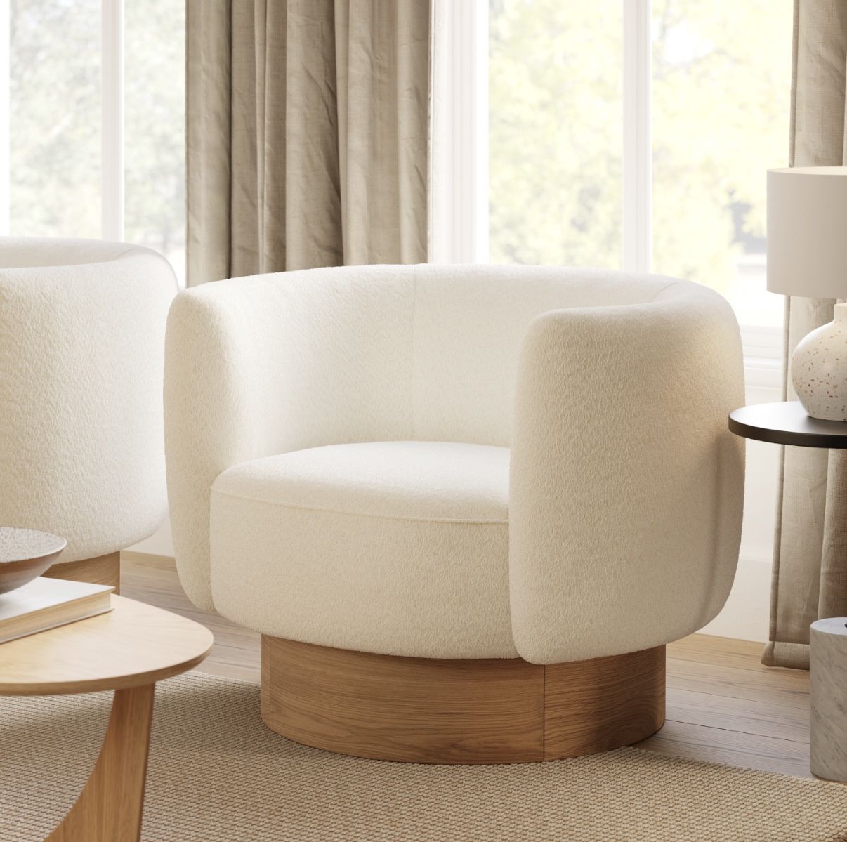 Article Chair — Pristine Condition Plush White Swivel...