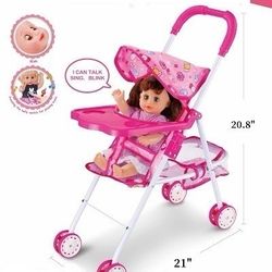 Pink Stroller & Doll
