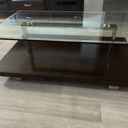 Modern Glass and Wood Coffee Table