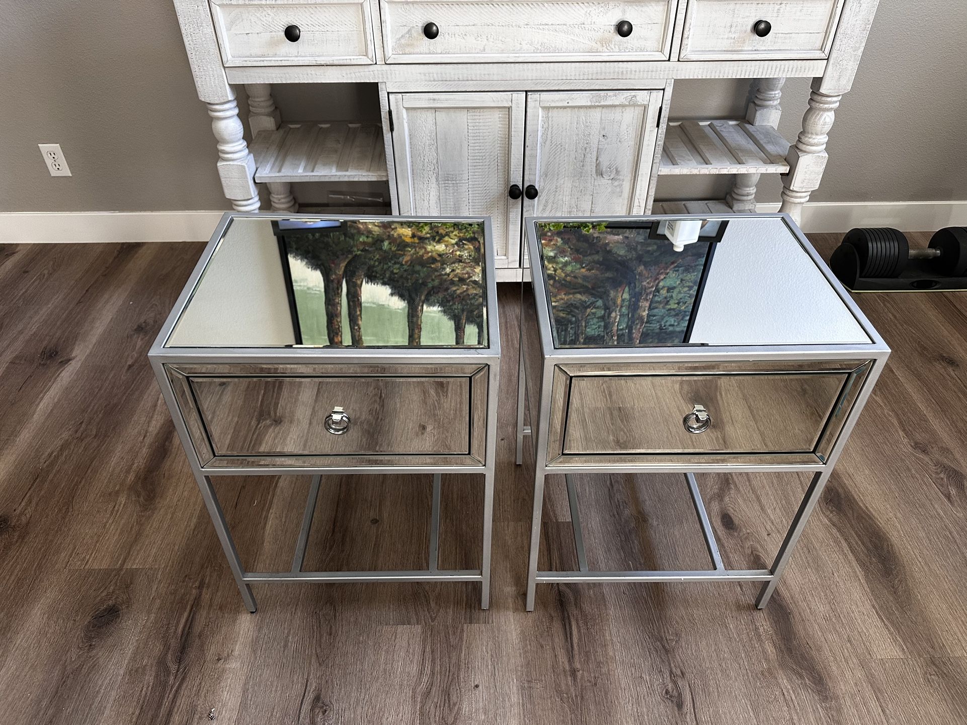 Inka Mirrored One-Drawer Side Tables