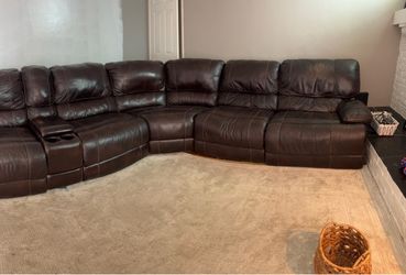 Leather sectional with 3 power recliners