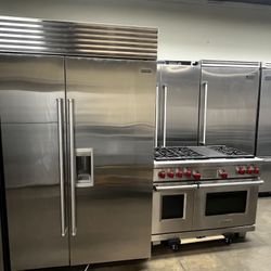 Wolf 48”Wide Dual Fuel Range Stove And Sub Zero 48”Wide Built In Refrigerator 