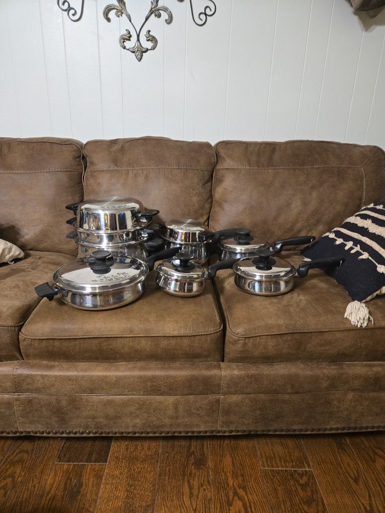 1970s Permanent 5-Ply Stainless Steel 8 Piece Cookware Set