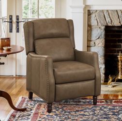Grayish Brown genuine leather recliner chair