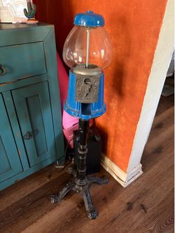 Vintage 38 inch Blue Bubble Gum Machine