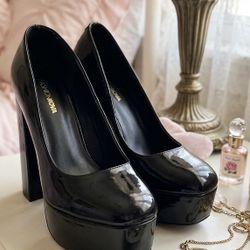 Fashion Nova Black Size 8 Patent Leather Pumps Heels 