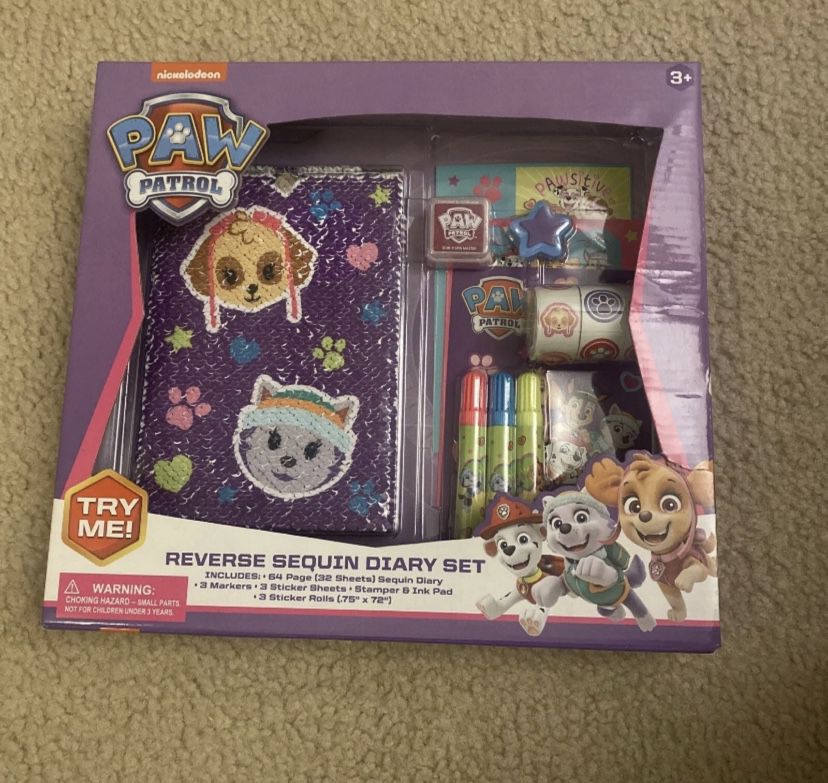 Paw Patrol Reversible Sequin Journal Set - Writing Kit for Kids - 11 Pieces