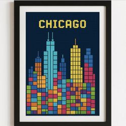 Wall Art - Chicago Skyline Tetris (11x17)