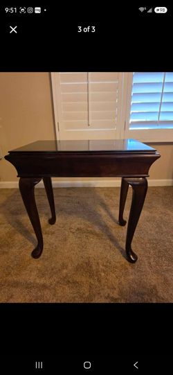 Dark Cherry Wood Console Table Queen Anne Legs