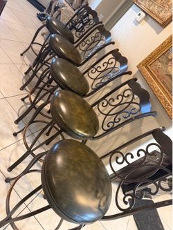 set of 5 beautiful very heavy antique brass metal bar stools