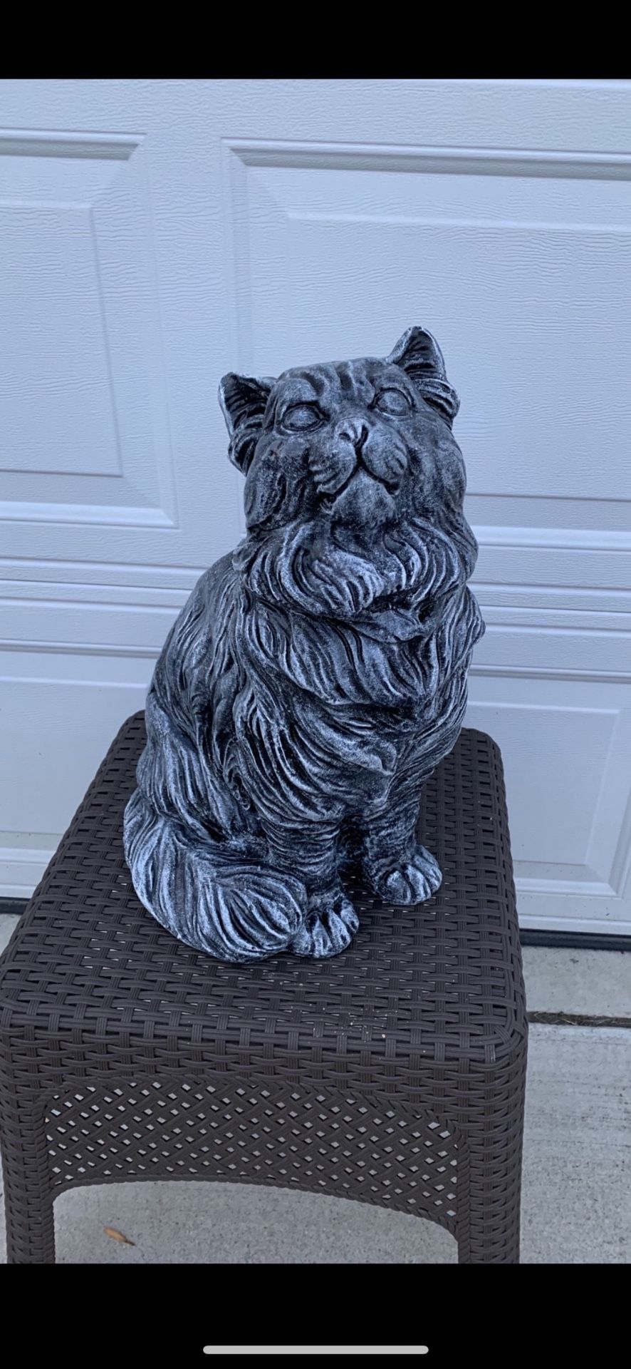 2 Foot Tall, Sitting Grey Cat Statue