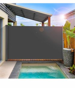 118" x 71" Side Awning, Retractable Side Awning, Patio Retractable Side Screen Awning, UV Resistant, Waterproof, Patio Privacy Screen for Garden, Balc