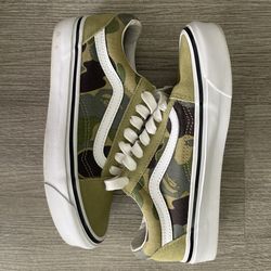 Vans x Bape Old Skool 36 Green Camo Mens Size 3.5 Womens Size 5 Used