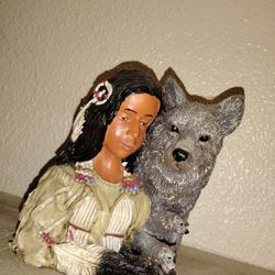Native Woman And Wolf, Two Running Wolves, Native Princess Clock With Wolf And Eagle 