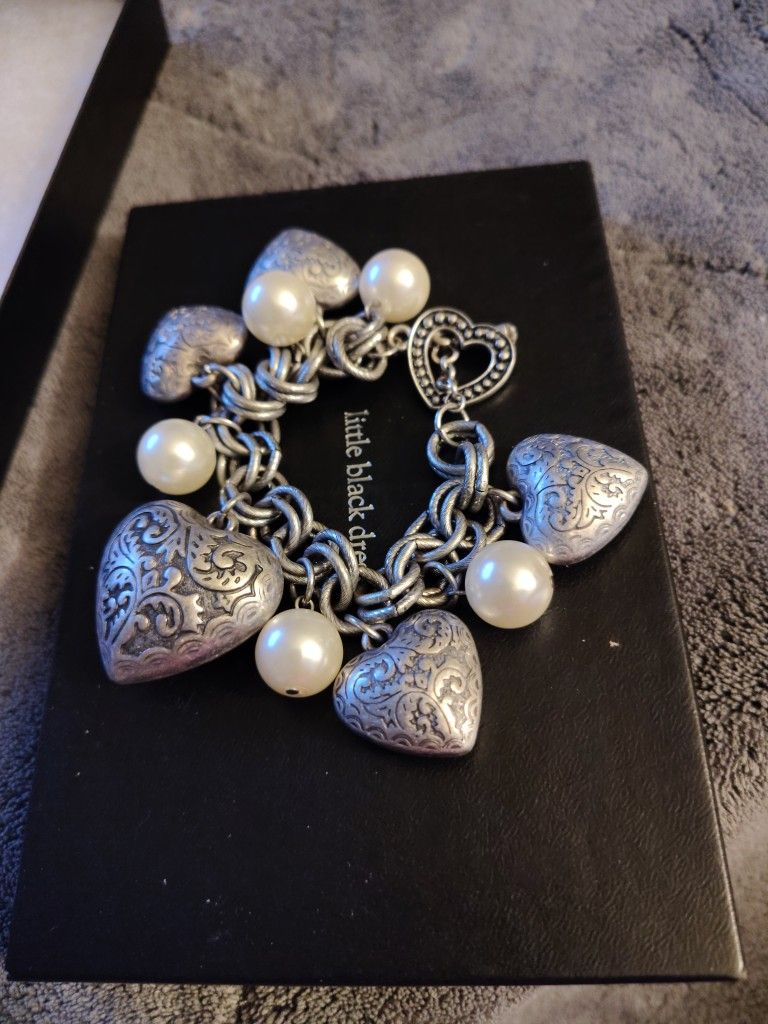 Sterling Silver Heart Charm Bracelet