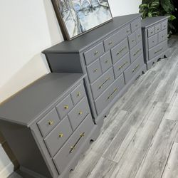 Modern Grey Dresser & Nightstands Set ✨